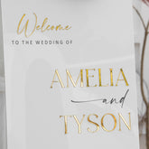 Acrylic Wedding Sign With 3D Mirror Gold Names-RR